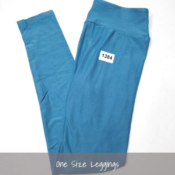 LuLaRoe OS Solid Leggings Blue NEW - Picture 1 of 1
